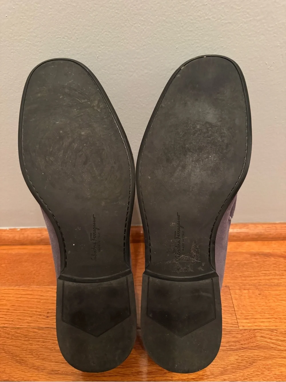 Salvatore Ferragamo Gray Suede Loafers